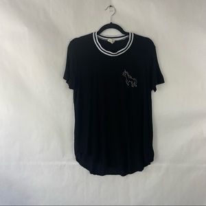 Ringer neck tee with unicorn Black Size L (Juniors)